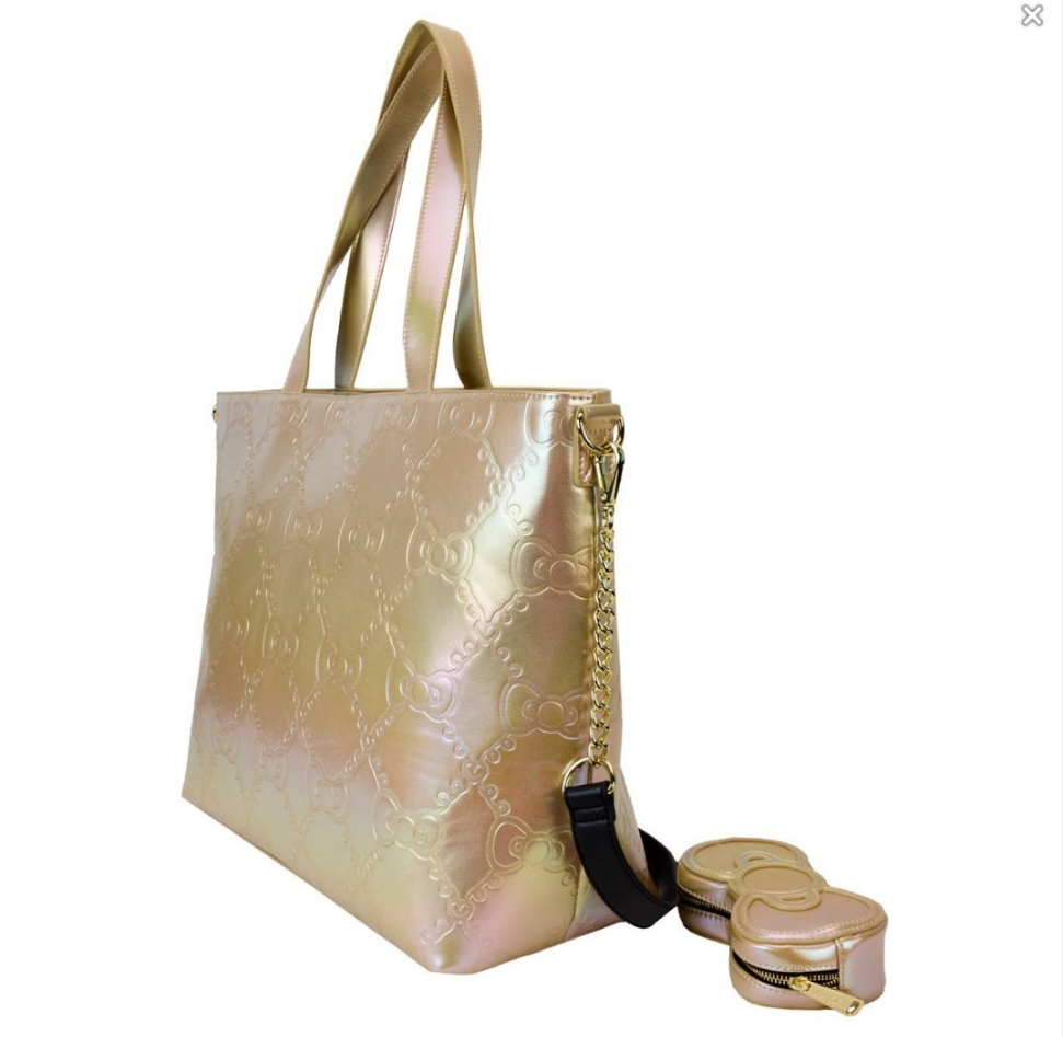 Loungefly Hello Kitty Pearl/Gold Iridescent 50th Anniversary Tote Bag