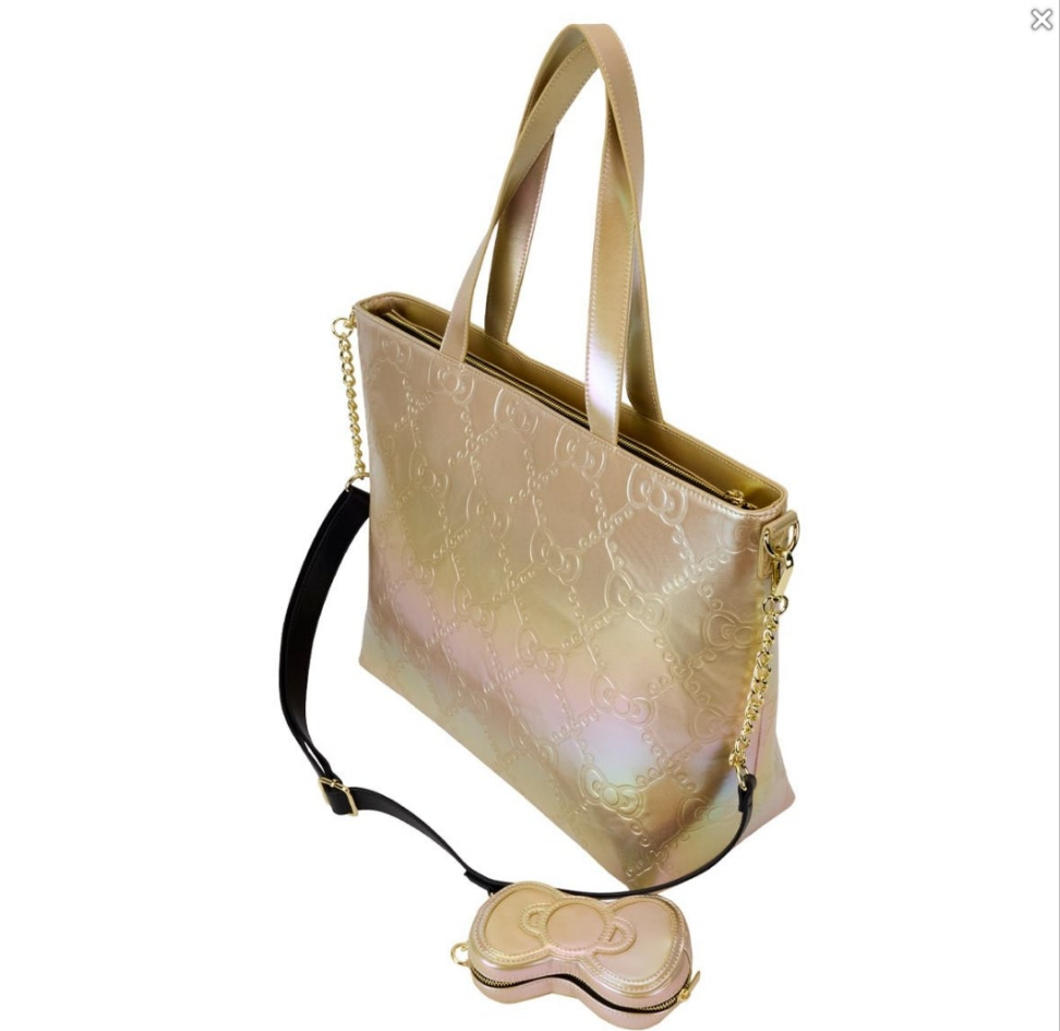 Loungefly Hello Kitty Pearl/Gold Iridescent 50th Anniversary Tote Bag