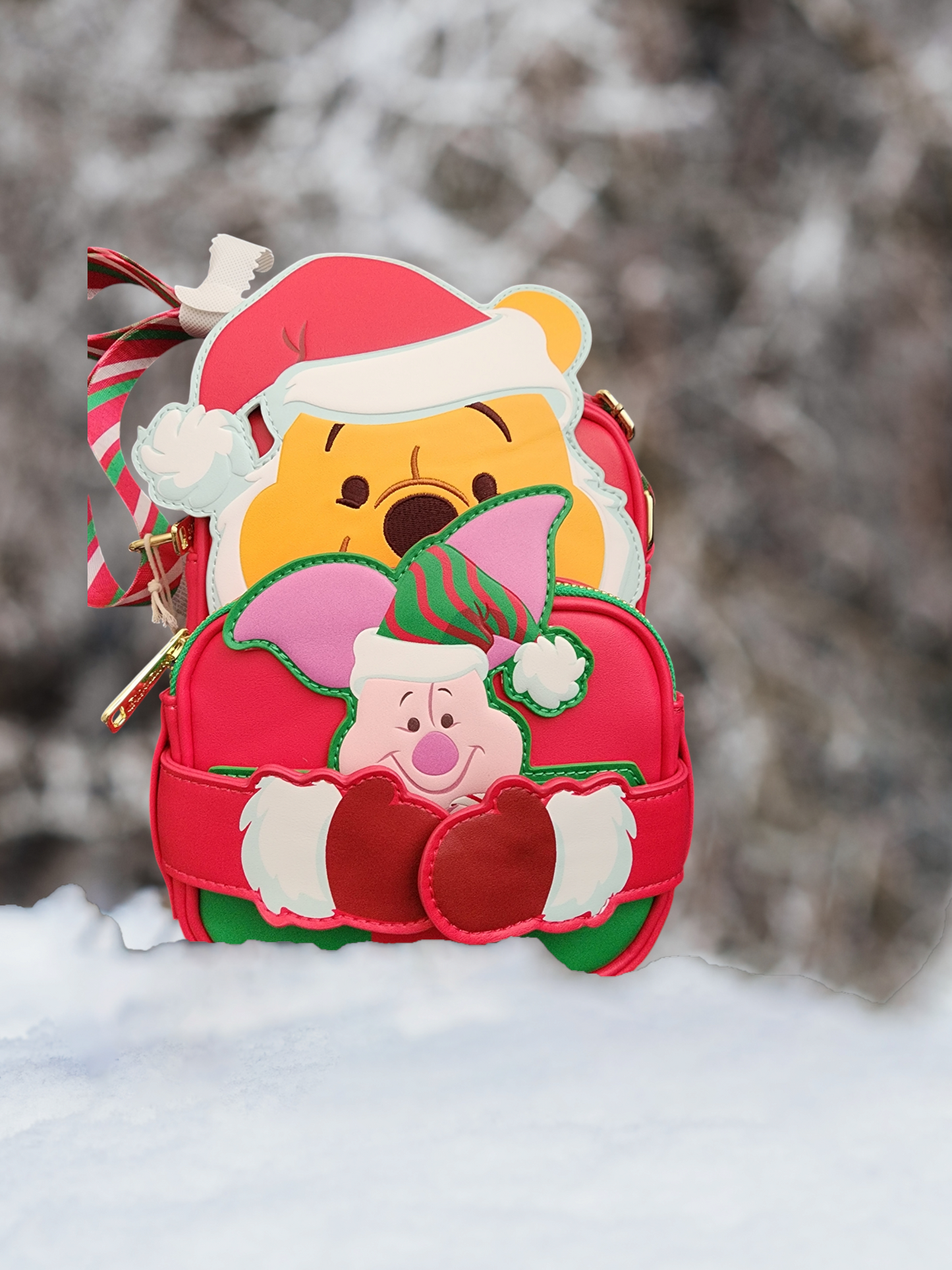 Loungefly Disney Winnie the Pooh and Piglet Holiday Crossbuddies Bag