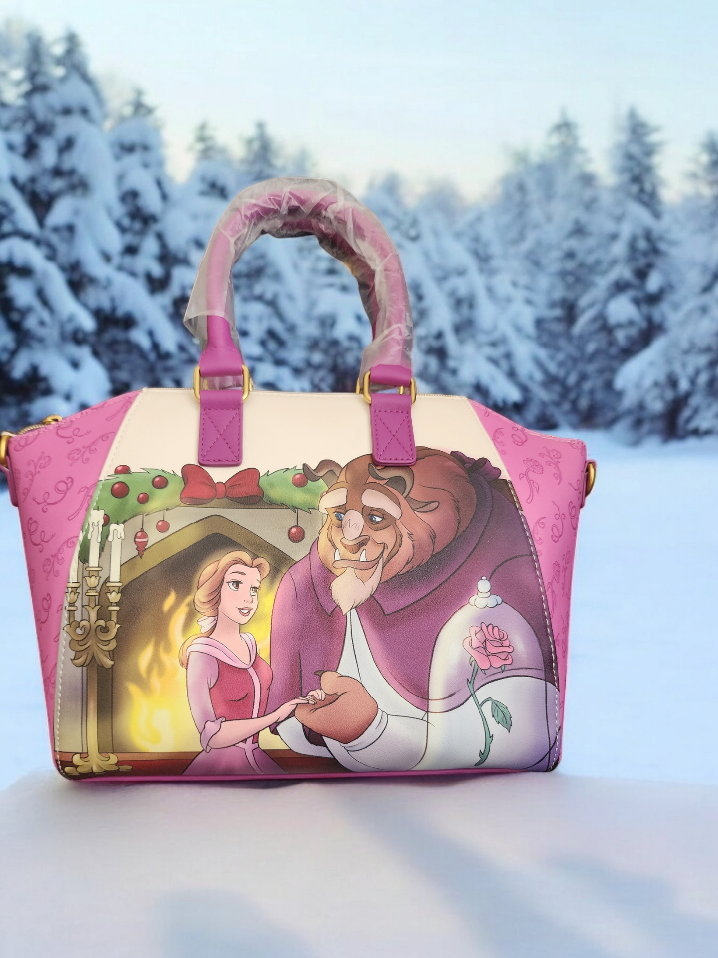 Loungefly Disney Belle and Beast Holiday Fireplace Handbag