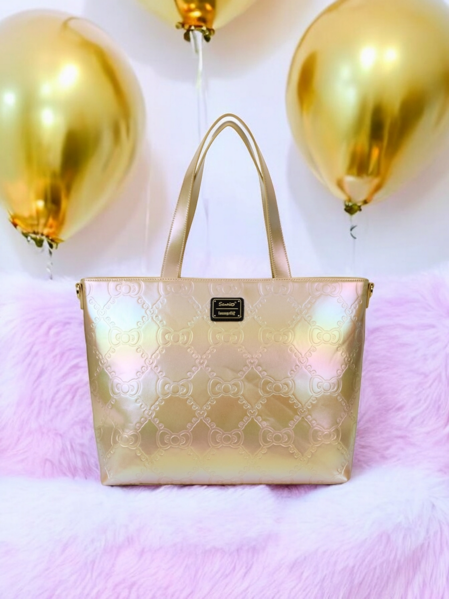 Loungefly Hello Kitty Pearl/Gold Iridescent 50th Anniversary Tote Bag