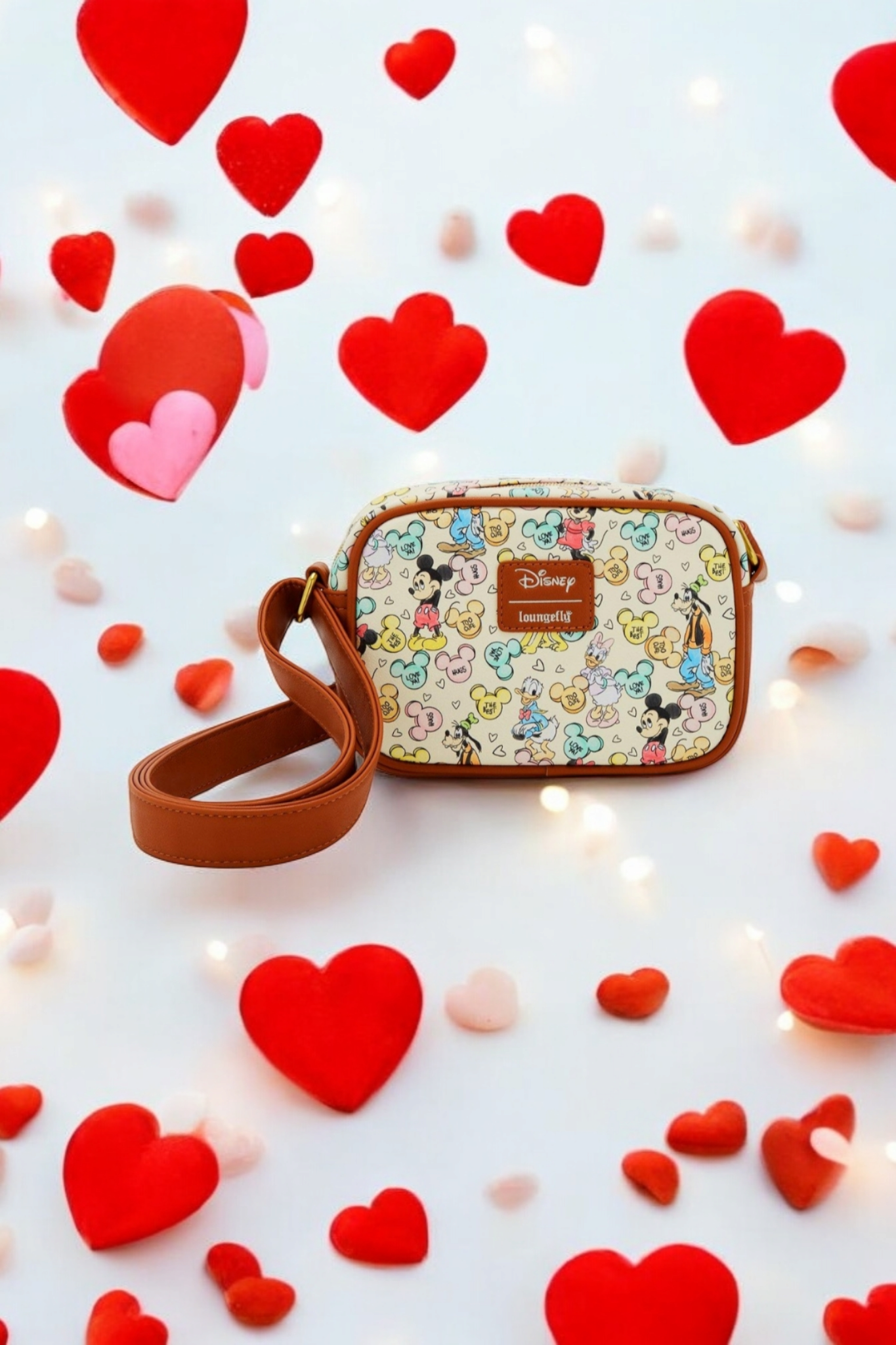 Loungefly Disney Mickey and Friends Valentine's Candy Crossbody Bag