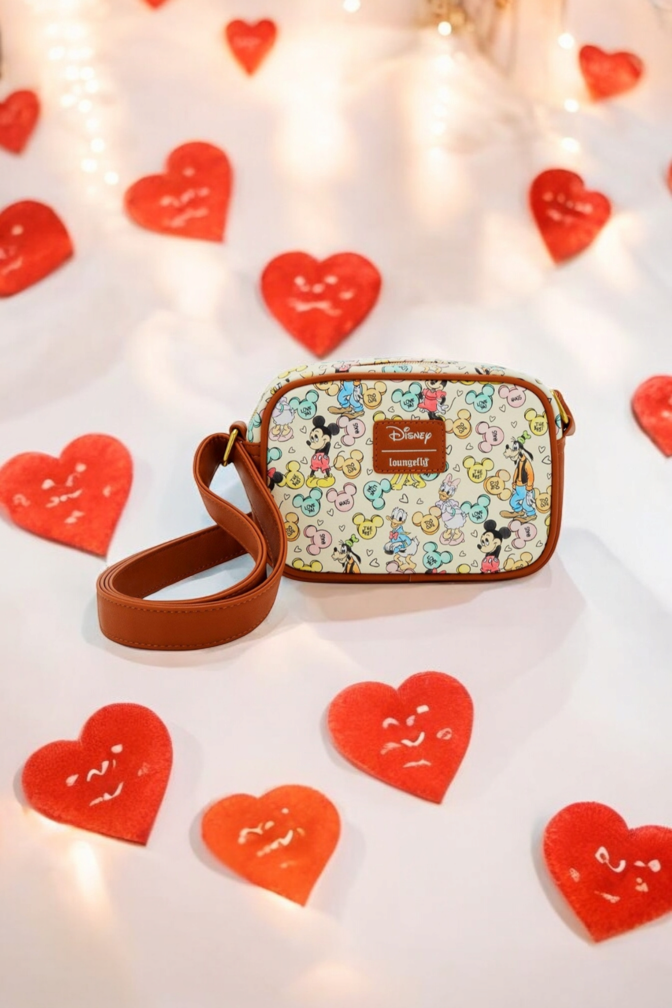 Loungefly Disney Mickey and Friends Valentine's Candy Crossbody Bag