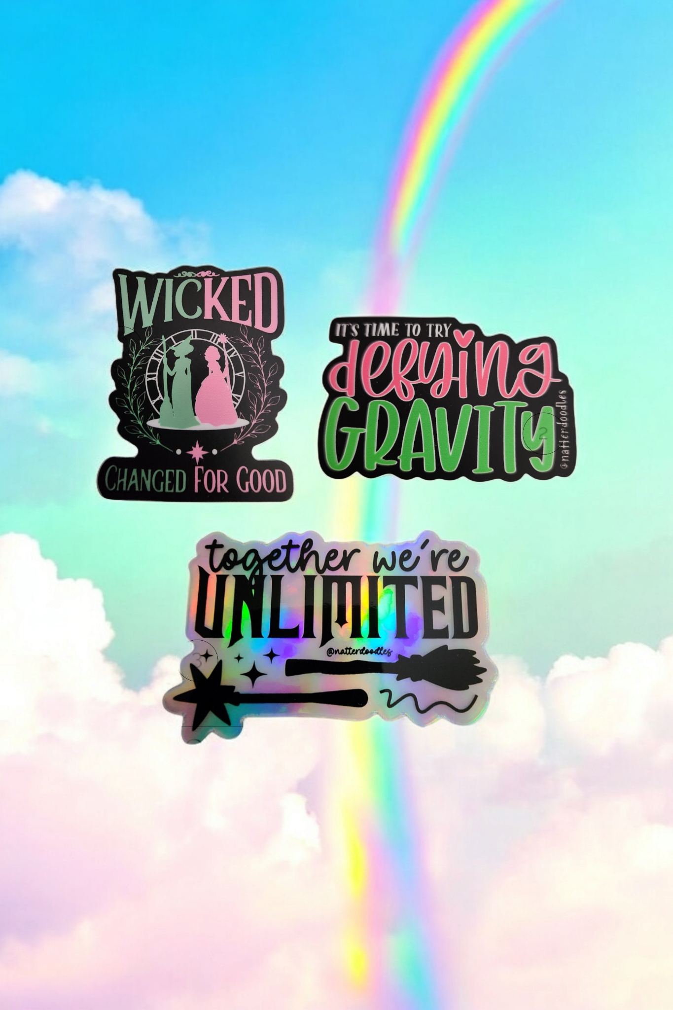 Wicked Glinda & Elphaba 3 Piece Sticker Set