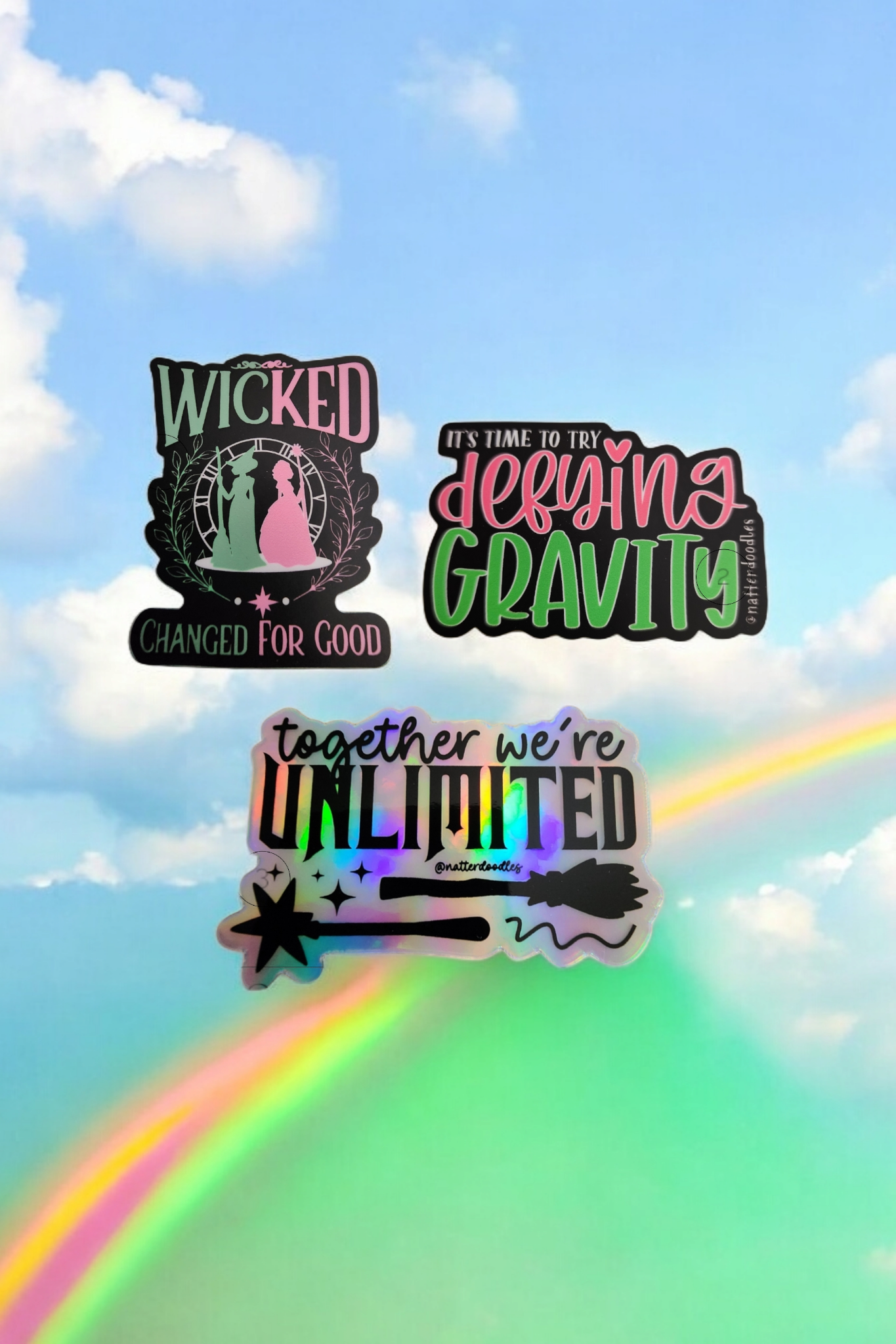 Wicked Glinda & Elphaba 3 Piece Sticker Set