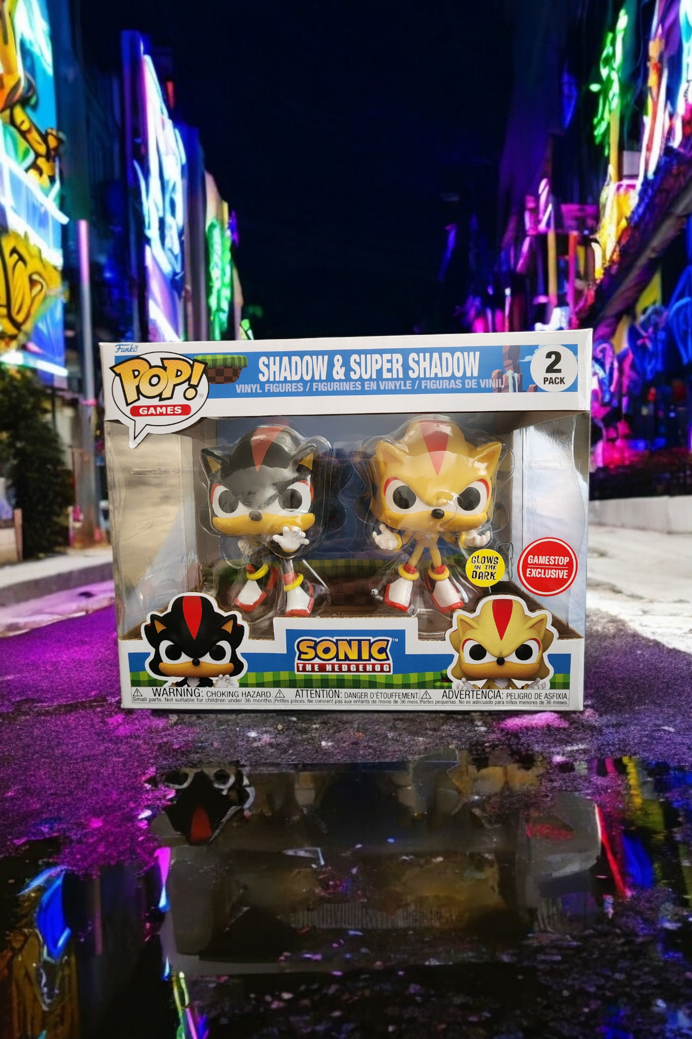 Funko Pop Exclusive Sonic the Hedgehog Shadow and Super Cute 2 pack Figure Set