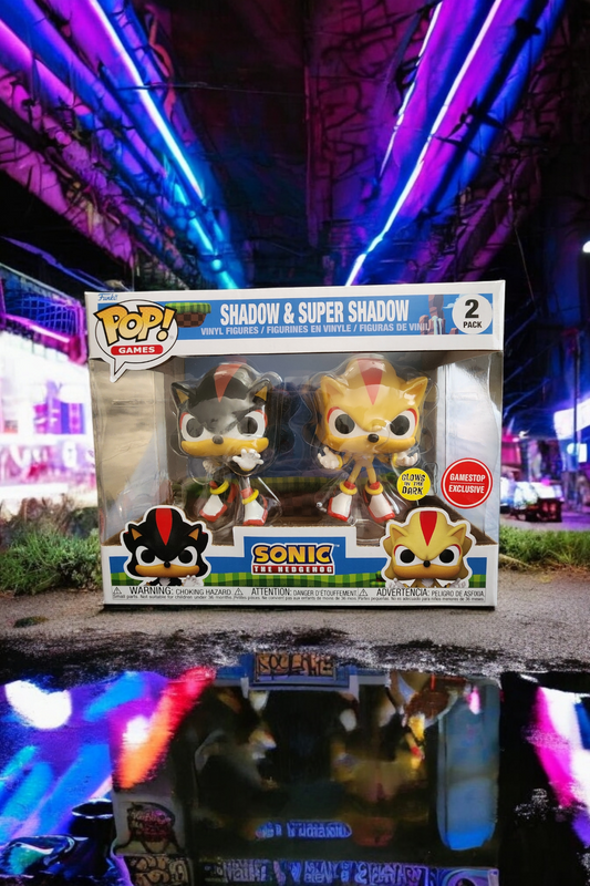 Funko Pop Exclusive Sonic the Hedgehog Shadow and Super Cute 2 pack Figure Set