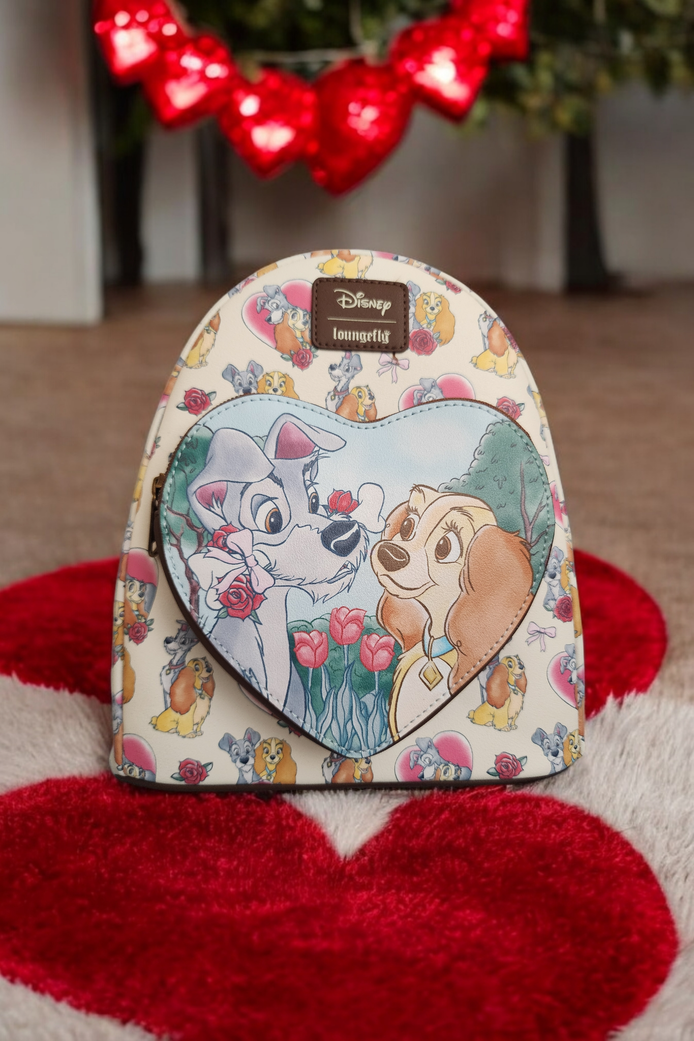 Loungefly Disney Lady and the Tramp Hearts and Roses Backpack