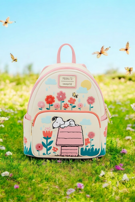 Loungefly Snoopy and Woodstock Spring Time Flowers Backpack