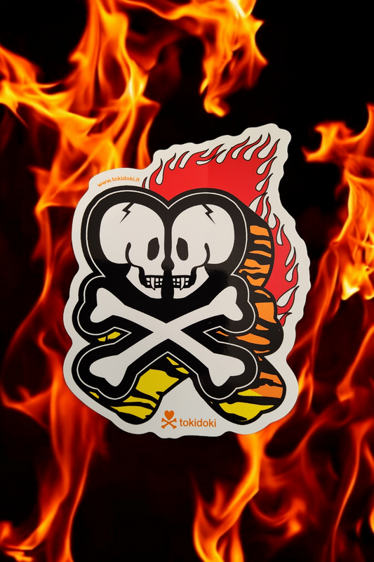 Tokidoki Double Skull and Flames Sticker