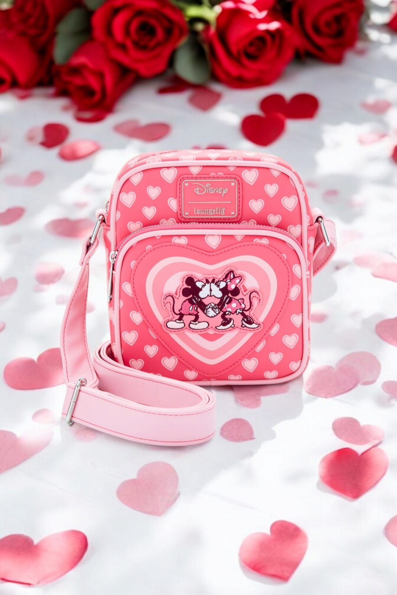 Loungefly Disney Mickey and Minnie Hearts Crossbody Bag