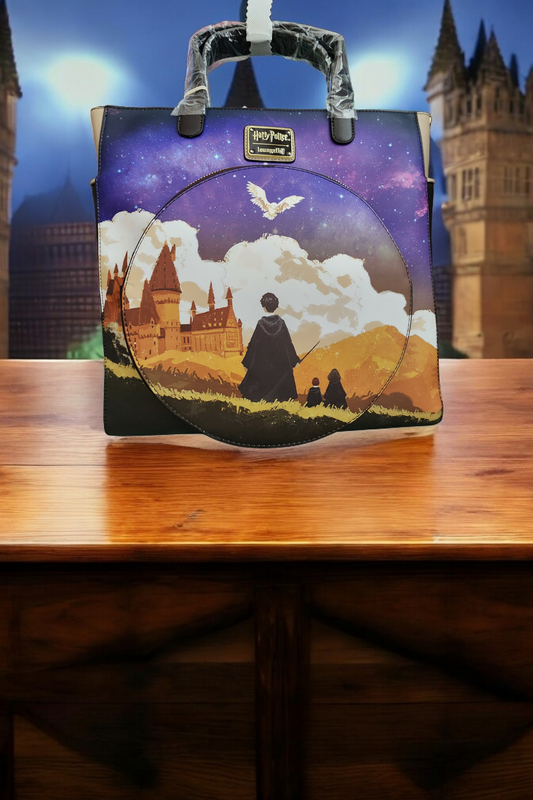 Loungefly Harry Potter and Hedwig at Hogwarts School Tote Bag