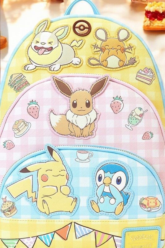 Loungefly Pokemon Pastel Graham Cafe Triple Pocket Backpack