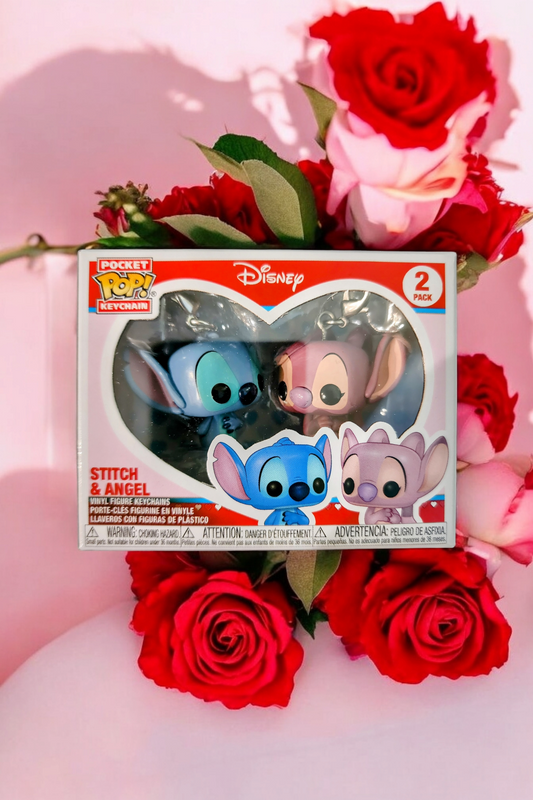 Funko Pocket Pop Valentine's Disney Stitch and Angel 2 Set Keychains
