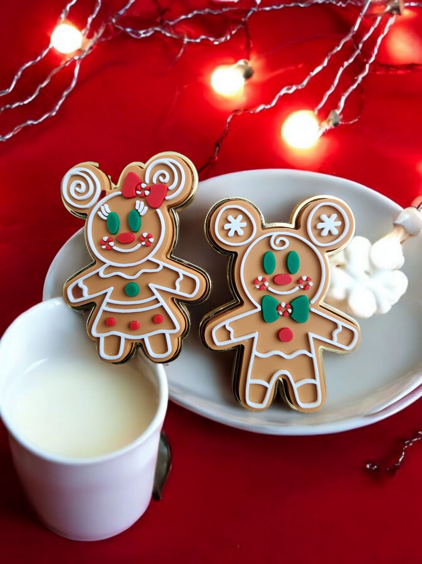 Disney Mickey and Minnie Mouse as Gingerbread Cookie Pins