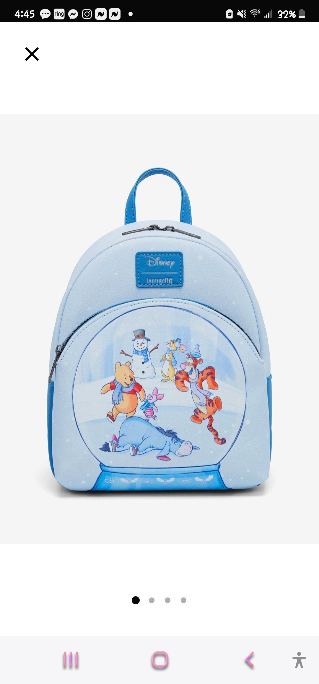 Loungefly Disney Winnie the Pooh and Friends Winter Fun Snowglobe Backpack