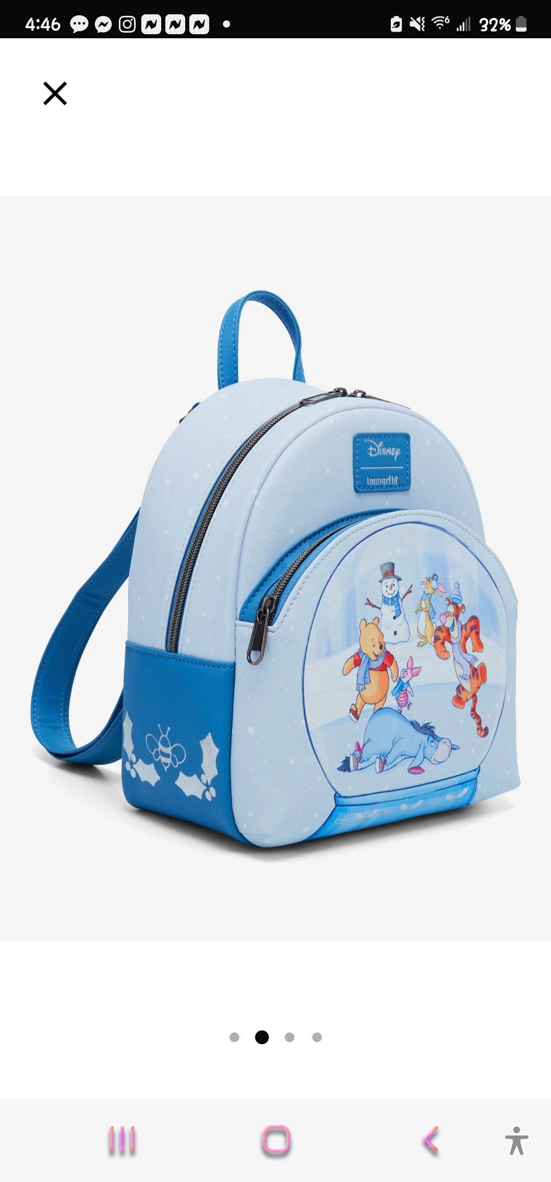 Loungefly Disney Winnie the Pooh and Friends Winter Fun Snowglobe Backpack