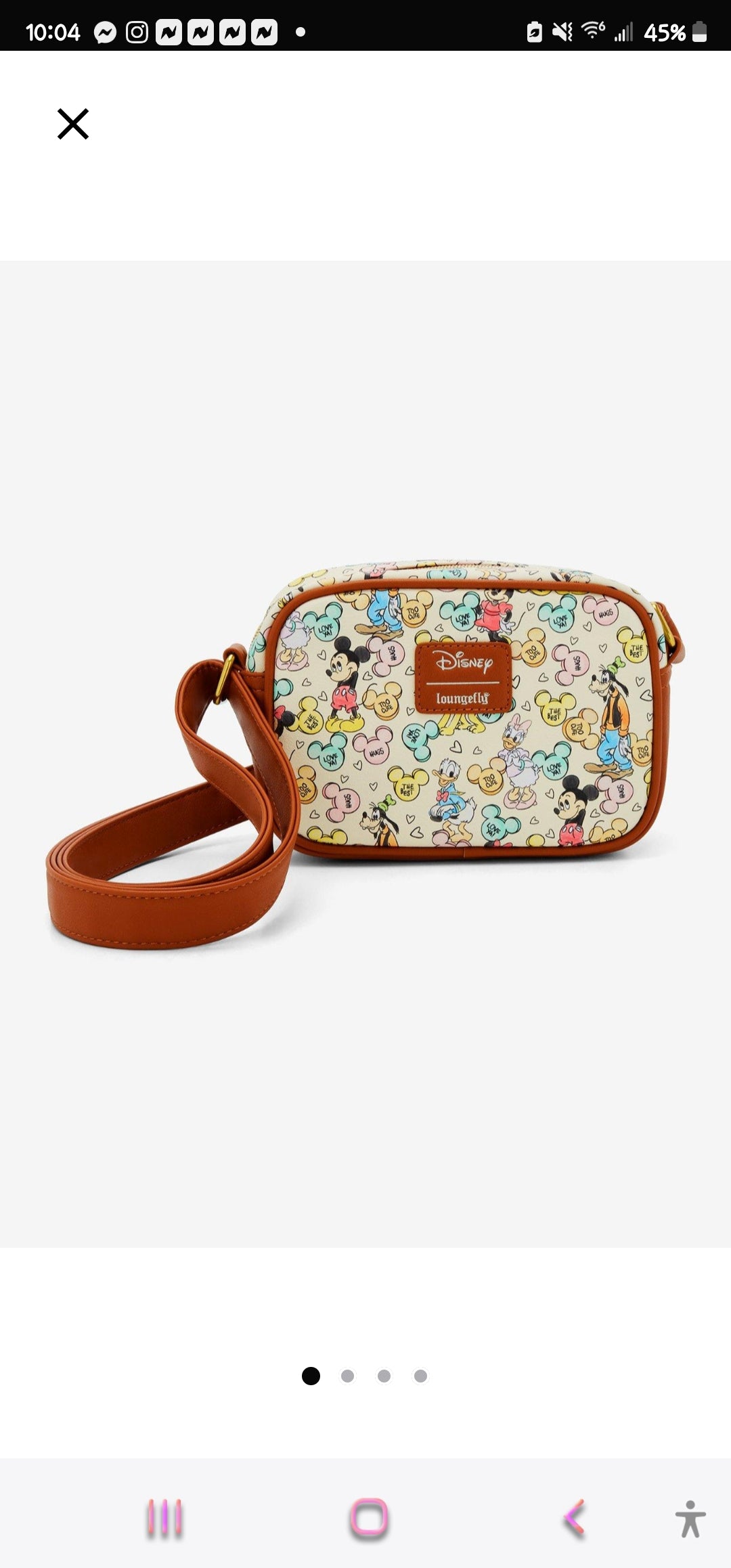 Loungefly Disney Mickey and Friends Valentine's Candy Crossbody Bag