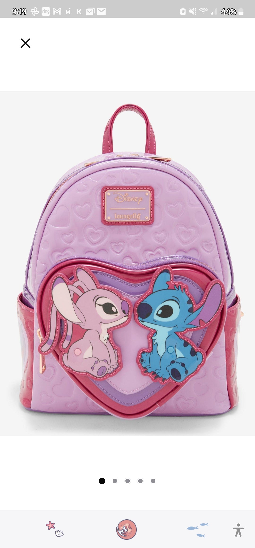 Loungefly Disney Stitch and Angel Valentine's Backpack