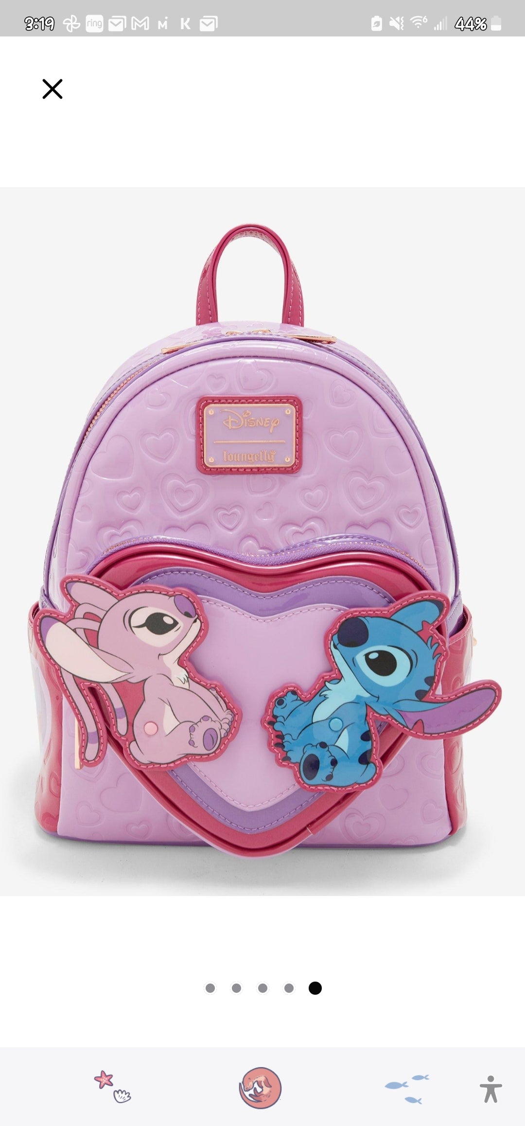 Loungefly Disney Stitch and Angel Valentine's Backpack