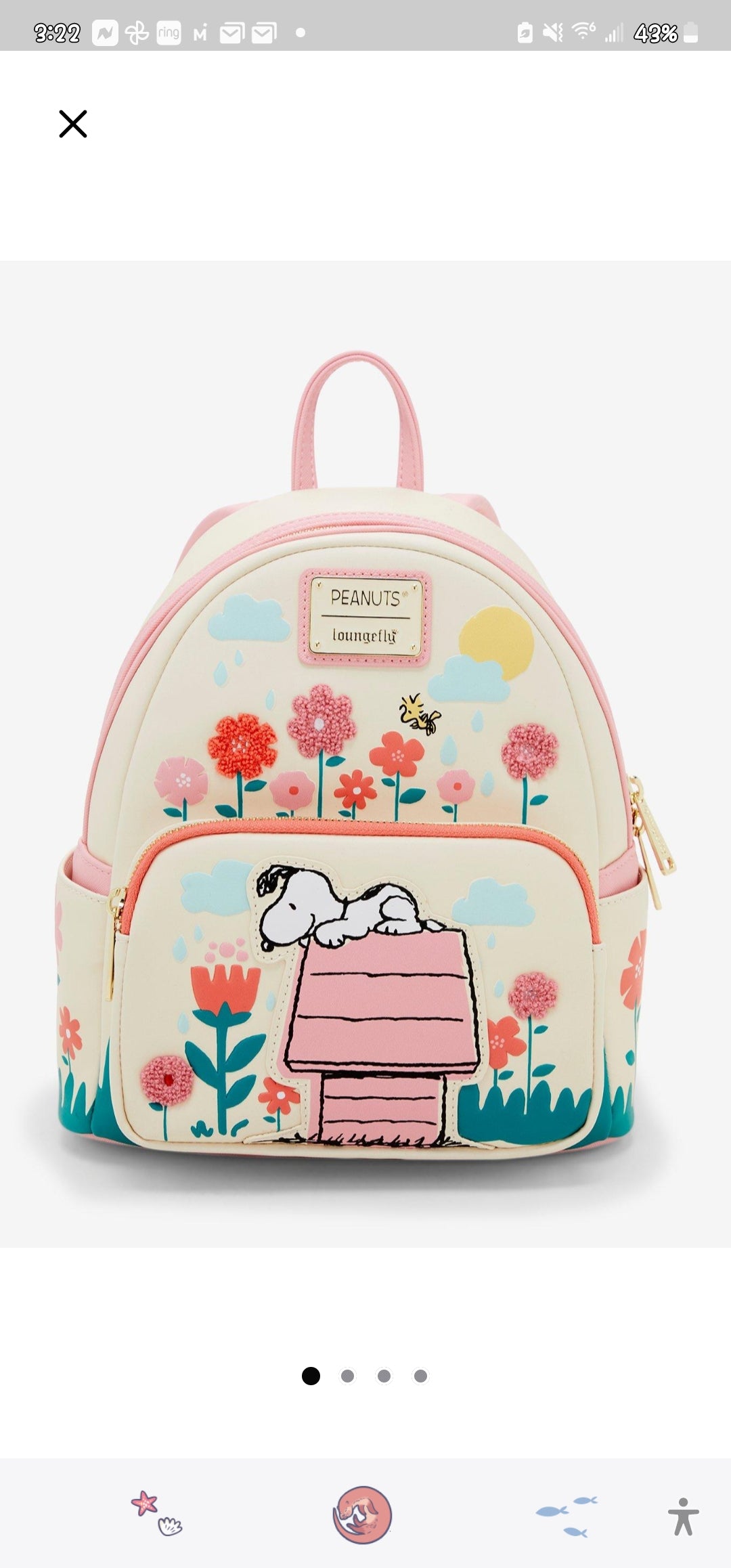 Loungefly Snoopy and Woodstock Spring Time Flowers Backpack