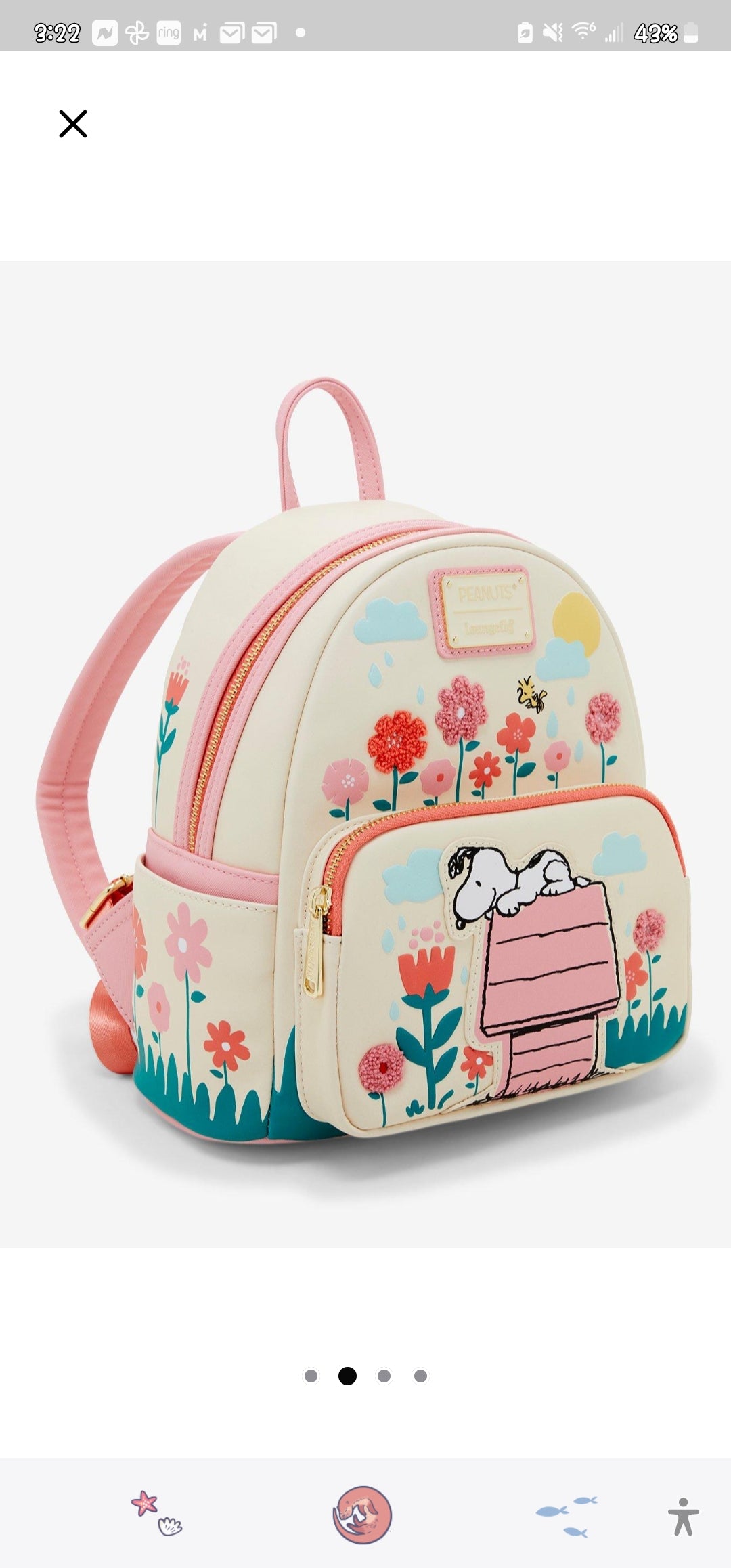 Loungefly Snoopy and Woodstock Spring Time Flowers Backpack