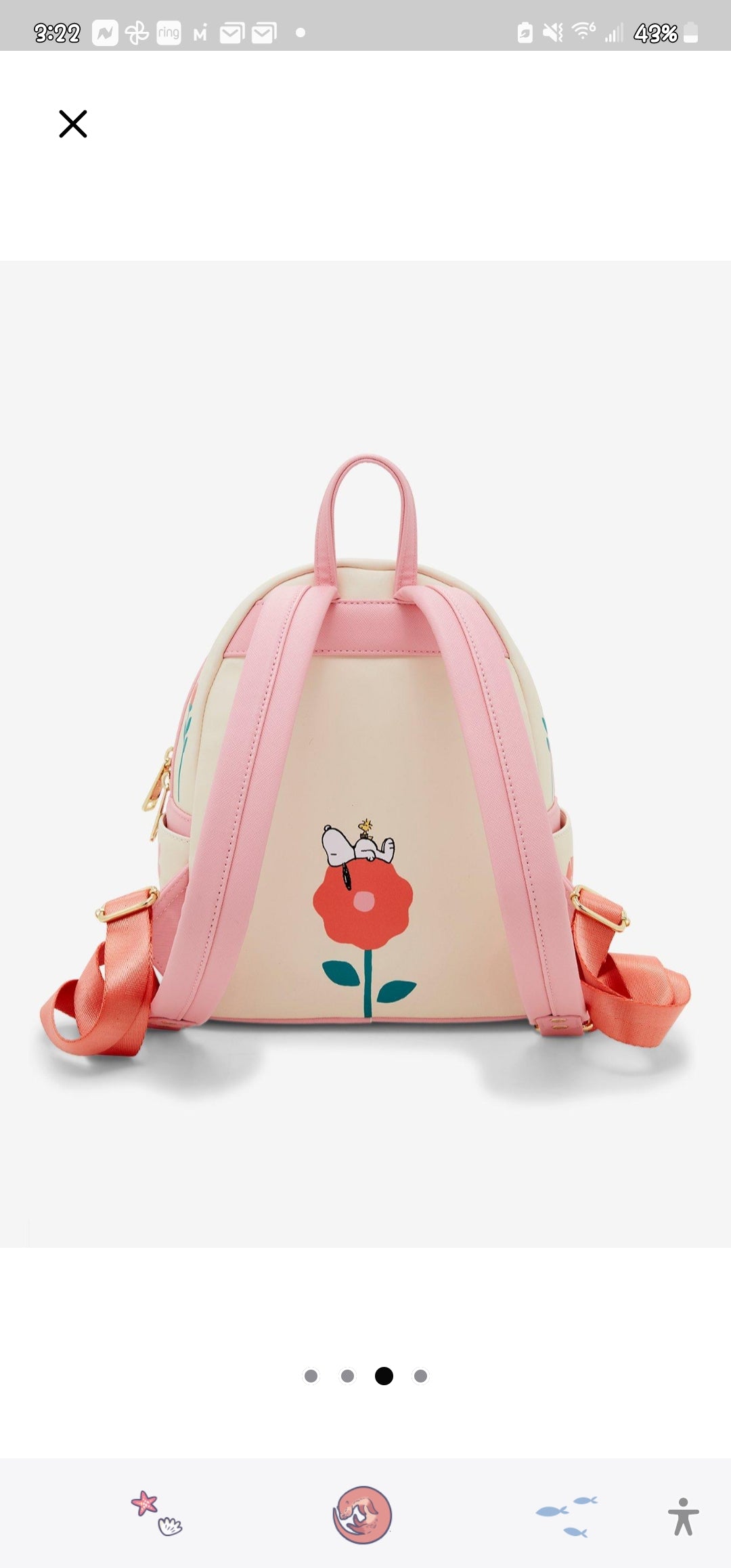 Loungefly Snoopy and Woodstock Spring Time Flowers Backpack