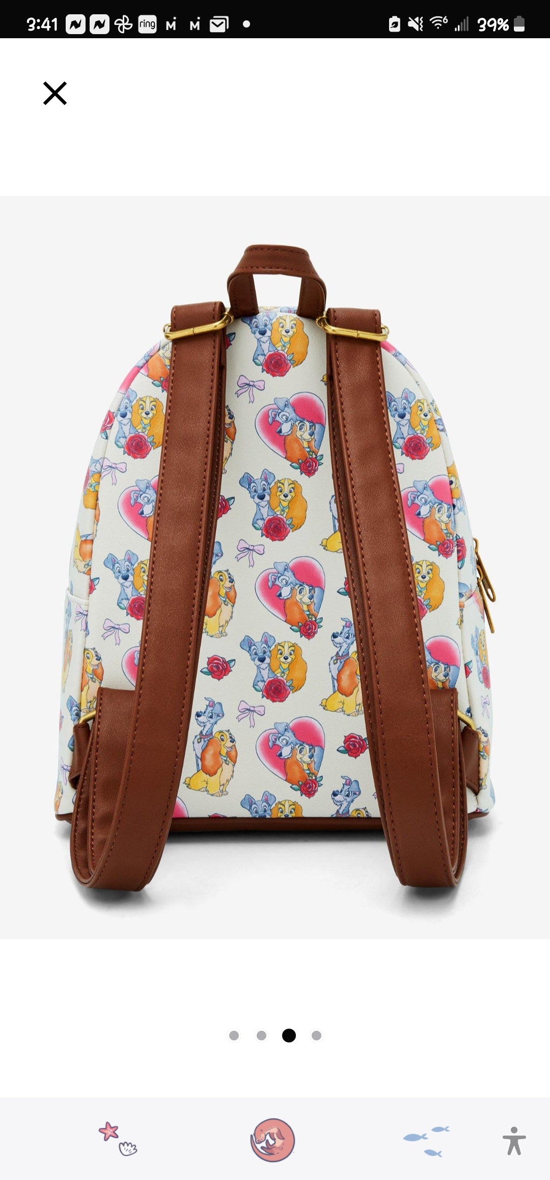 Loungefly Disney Lady and the Tramp Hearts and Roses Backpack