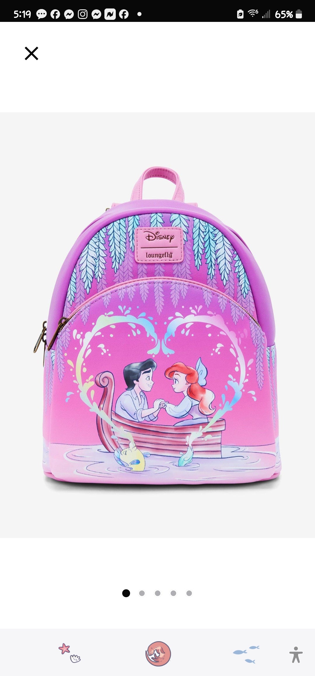 Loungefly Disney Little Mermaid Kiss the Girl Backpack