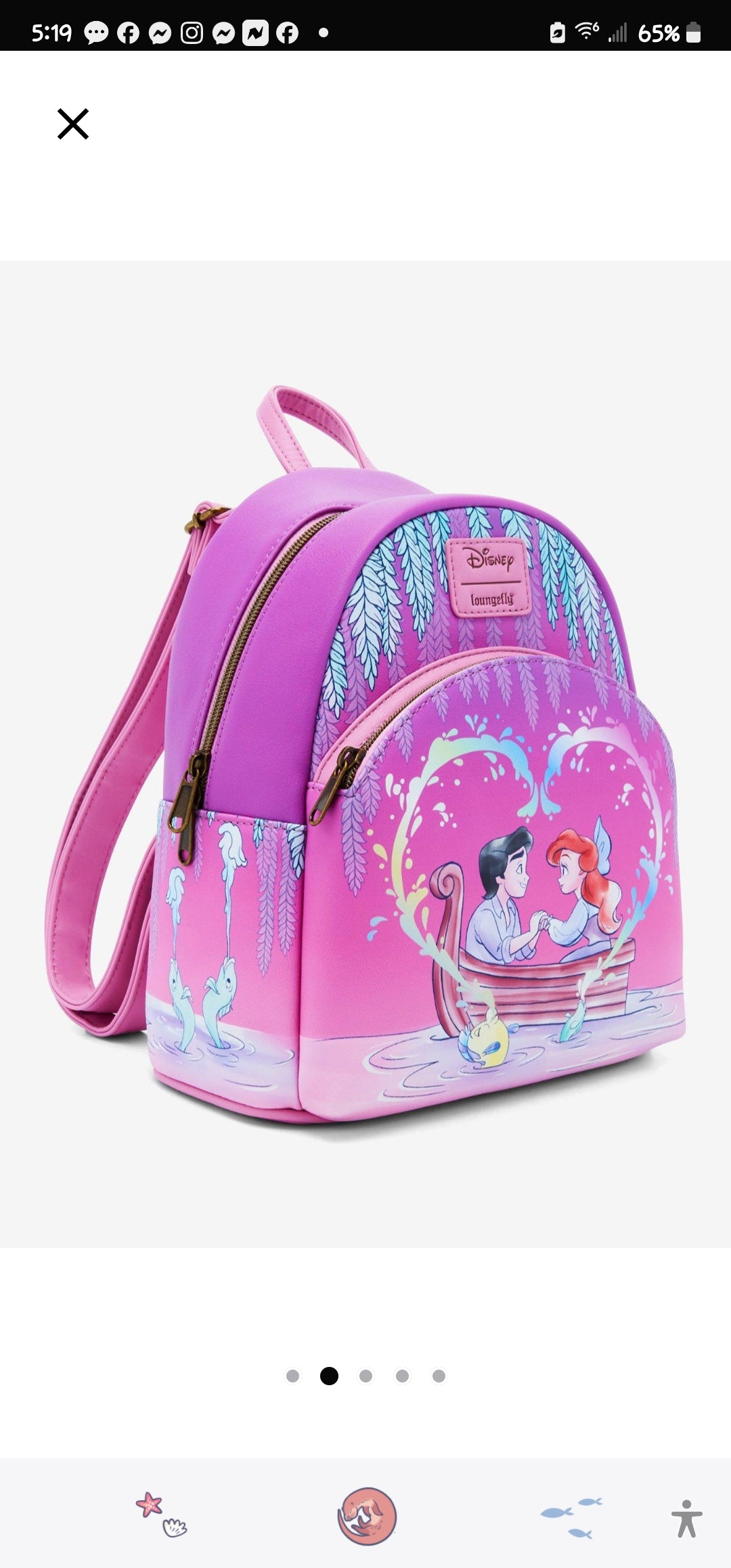 Loungefly Disney Little Mermaid Kiss the Girl Backpack