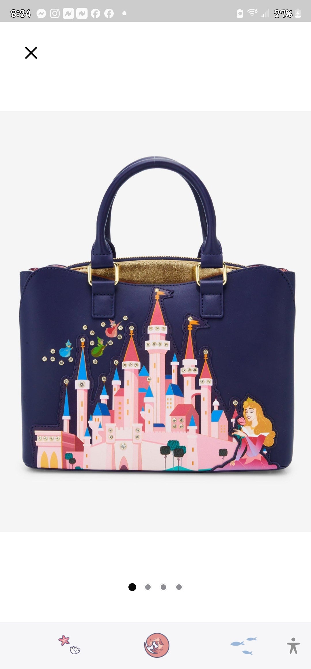 Loungefly Disney Sleeping Beauty, Fairies and Castle Handbag