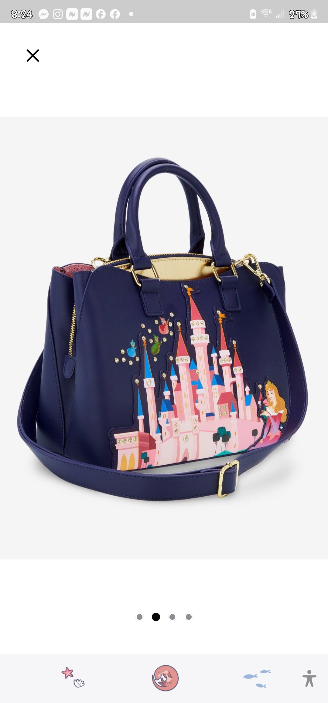 Loungefly Disney Sleeping Beauty, Fairies and Castle Handbag