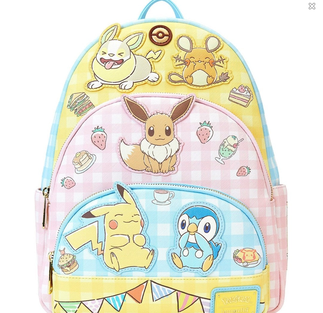 Loungefly Pokemon Pastel Graham Cafe Triple Pocket Backpack