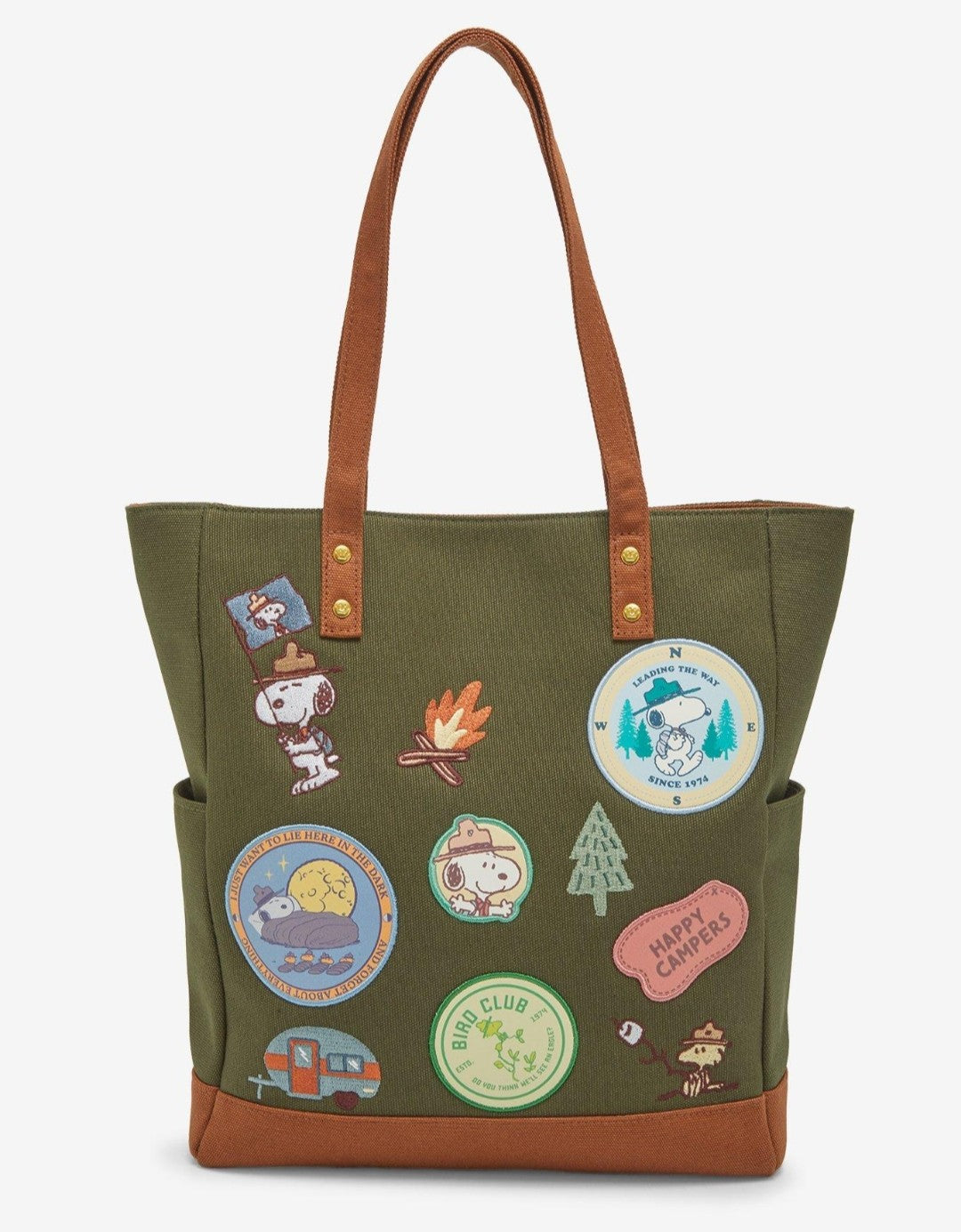 Loungefly Peanuts Snoopy Camping Scout Patches Tote