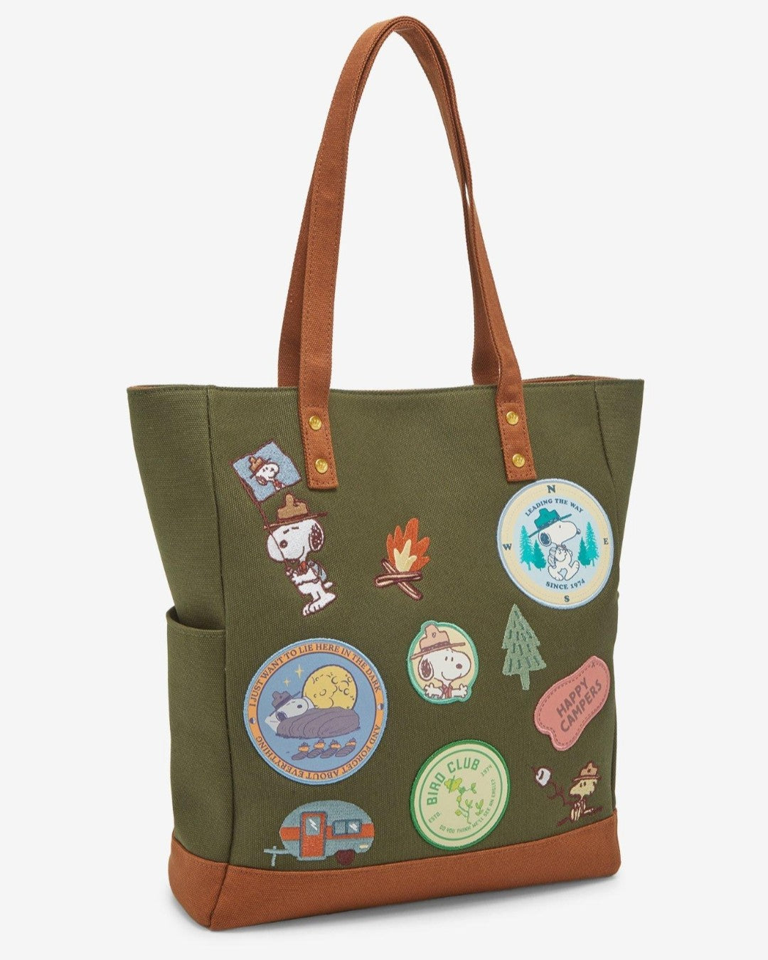 Loungefly Peanuts Snoopy Camping Scout Patches Tote