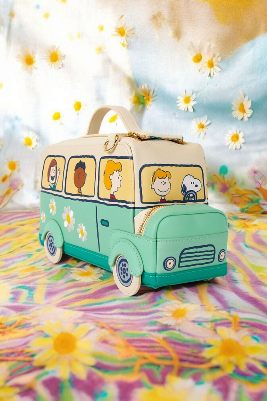 Loungefly Peanuts Snoopy and the Gang Road Trip Bus Crossbody Bag