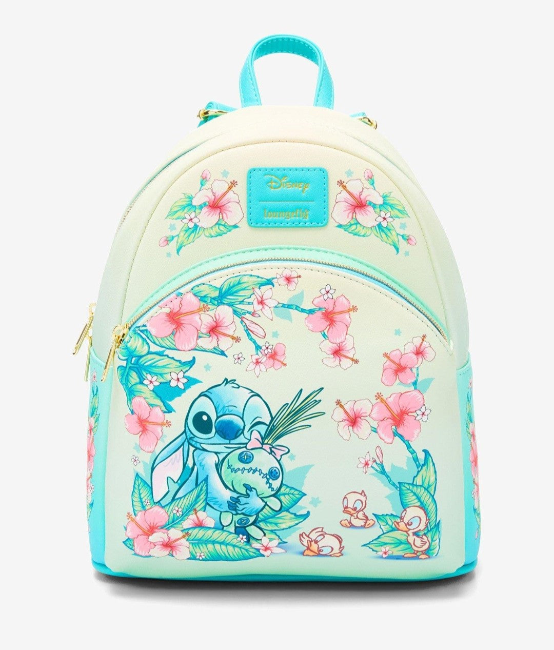 Loungefly Disney Stitch, Scrump and Ducklings Tropical Floral Backpack