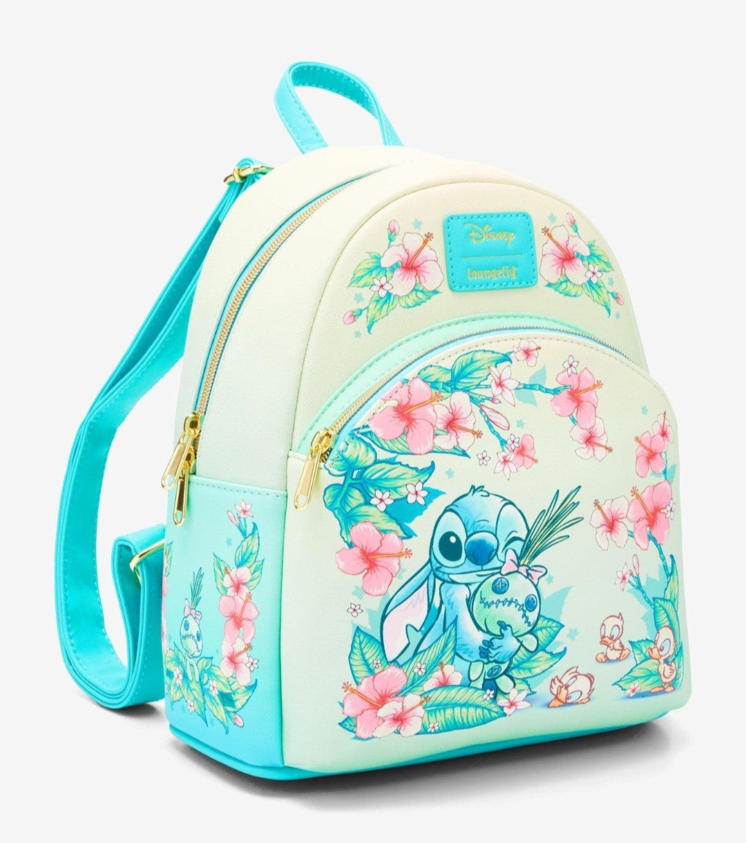 Loungefly Disney Stitch, Scrump and Ducklings Tropical Floral Backpack