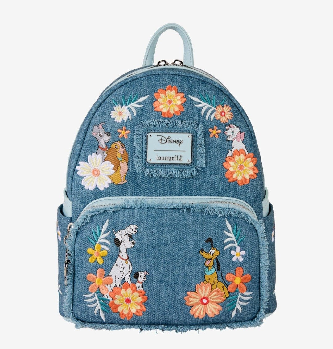 Loungefly Disney Dogs and Cats Floral Denim Backpack
