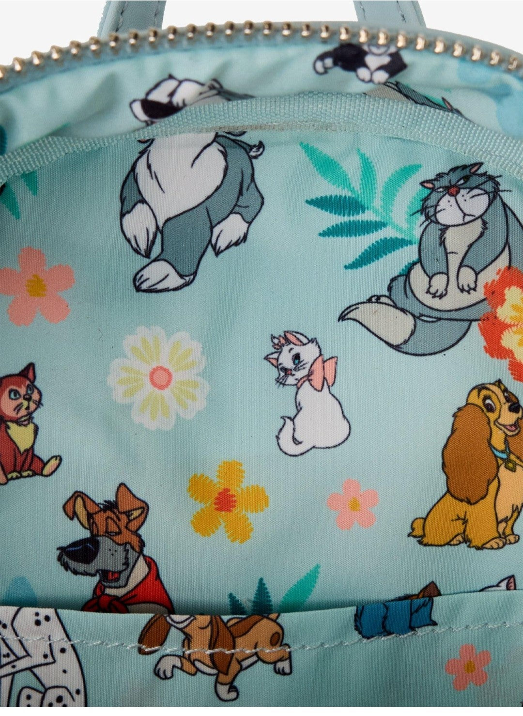 Loungefly Disney Dogs and Cats Floral Denim Backpack