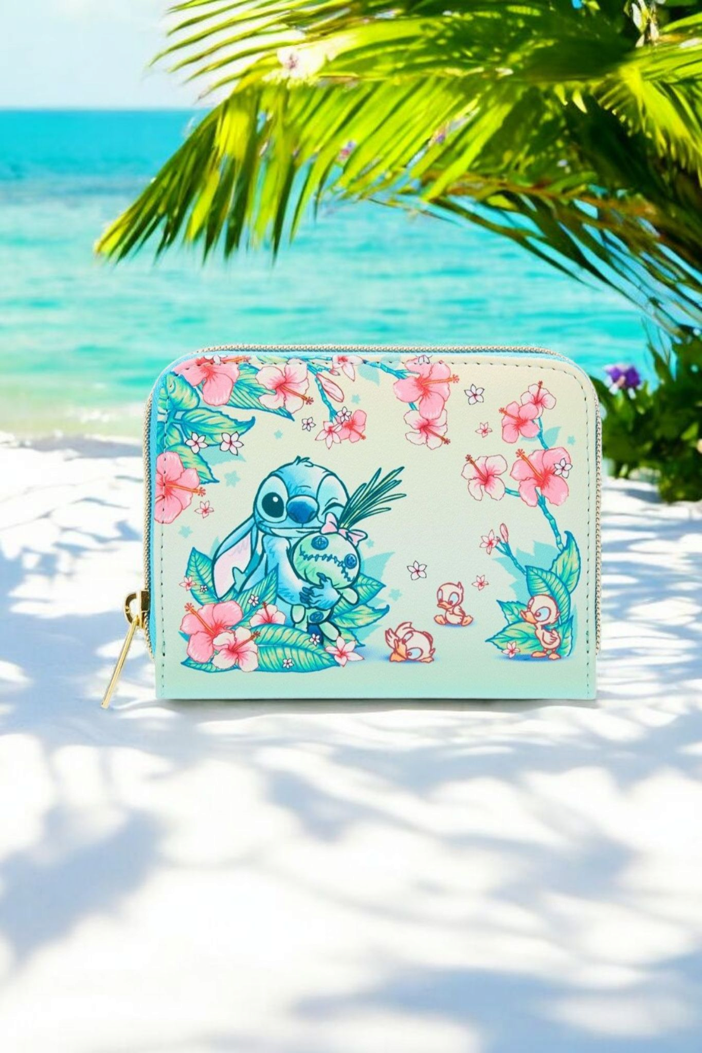 Loungefly Disney Stitch, Scrump with Ducklings Tropical Floral Wallet