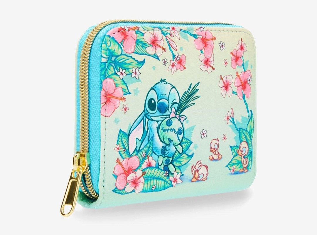Loungefly Disney Stitch, Scrump with Ducklings Tropical Floral Wallet