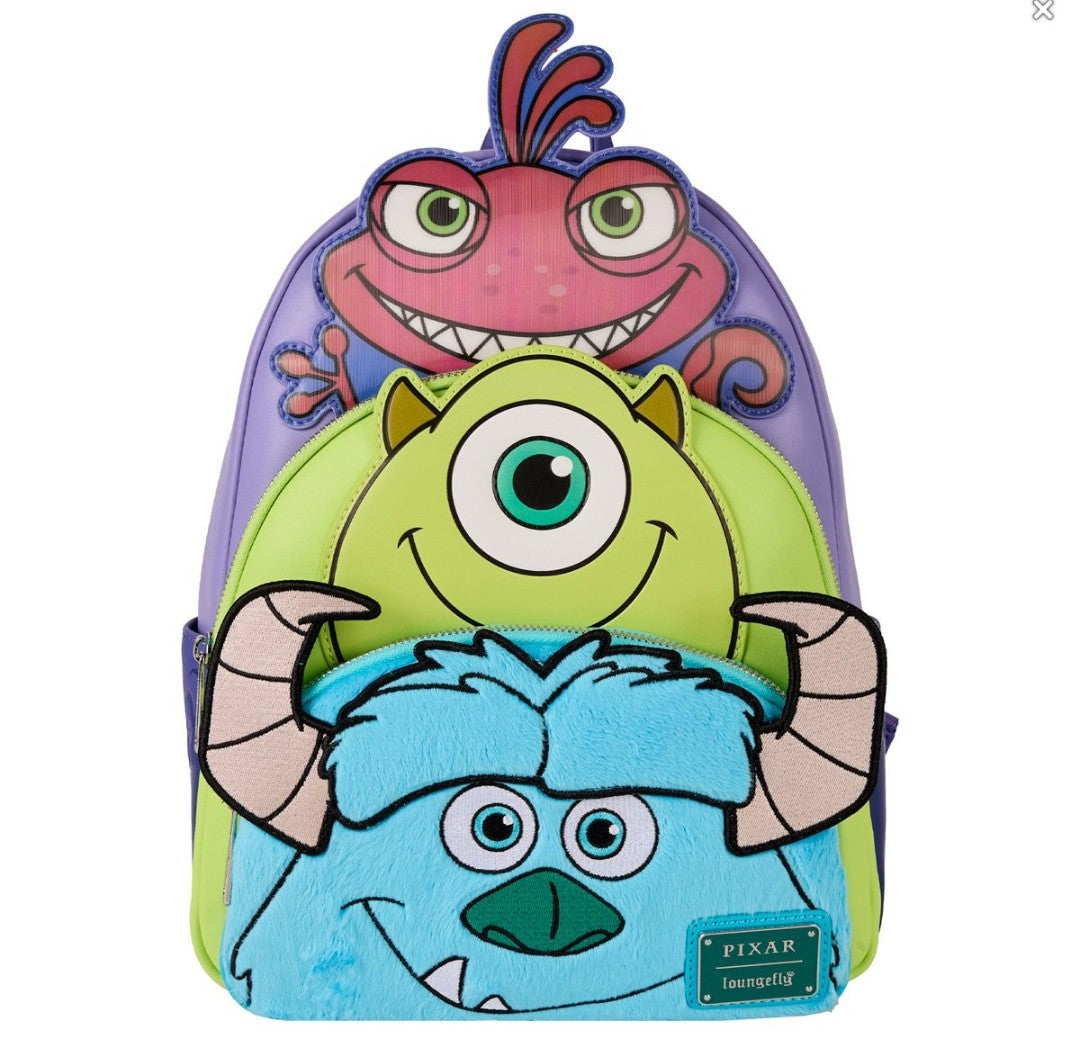 Loungefly Disney Pixar Monsters Inc Sully, Mike and Randall Backpack
