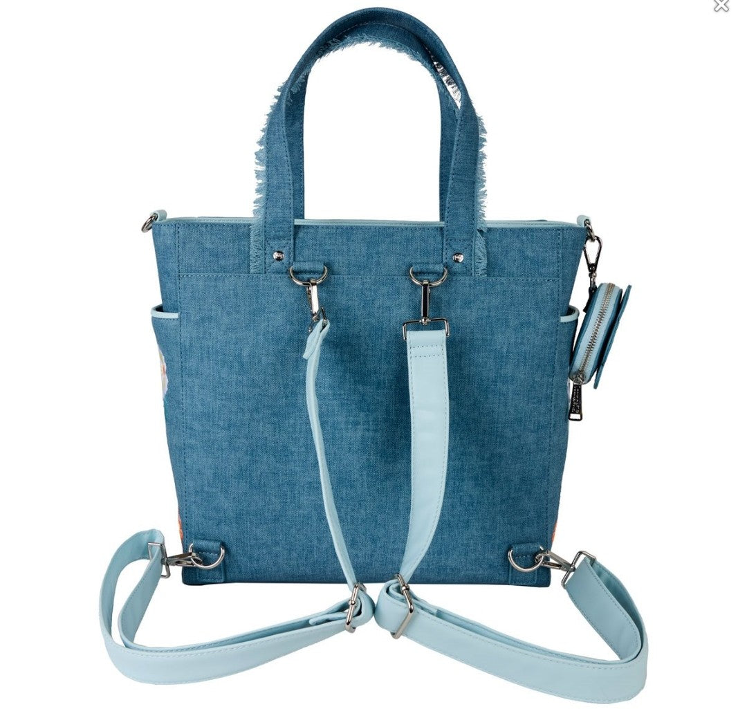 Loungefly Disney Dogs and Cats Denim Convertible Tote Bag/Handbag