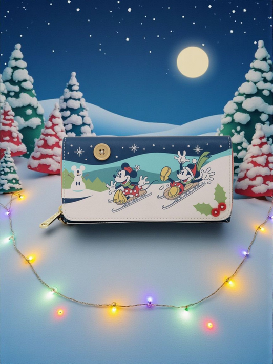 Loungefly Disney Mickey and Minnie Sledding Holiday Wallet