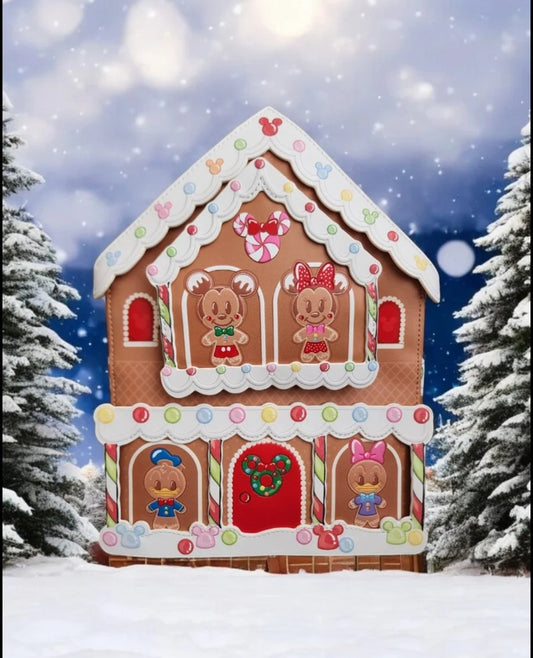 Loungefly Disney Mickey and Friends Gingerbread House Holiday Backpack