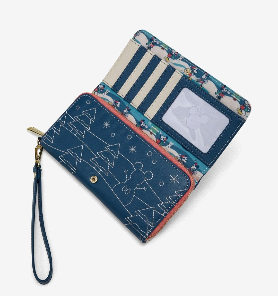 Loungefly Disney Mickey and Minnie Sledding Holiday Wallet