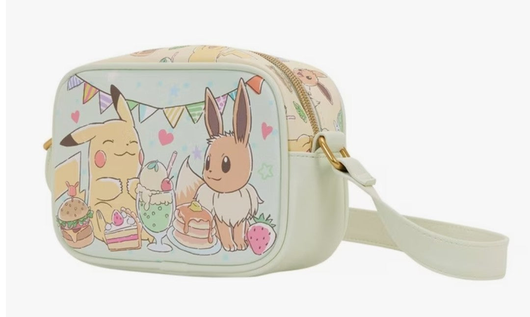 Loungefly Pokemon Cafe Pikachu and Eevee Food Camera Crossbody Bag Exclusive