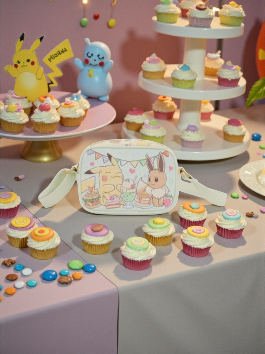 Loungefly Pokemon Cafe Pikachu and Eevee Food Camera Crossbody Bag Exclusive