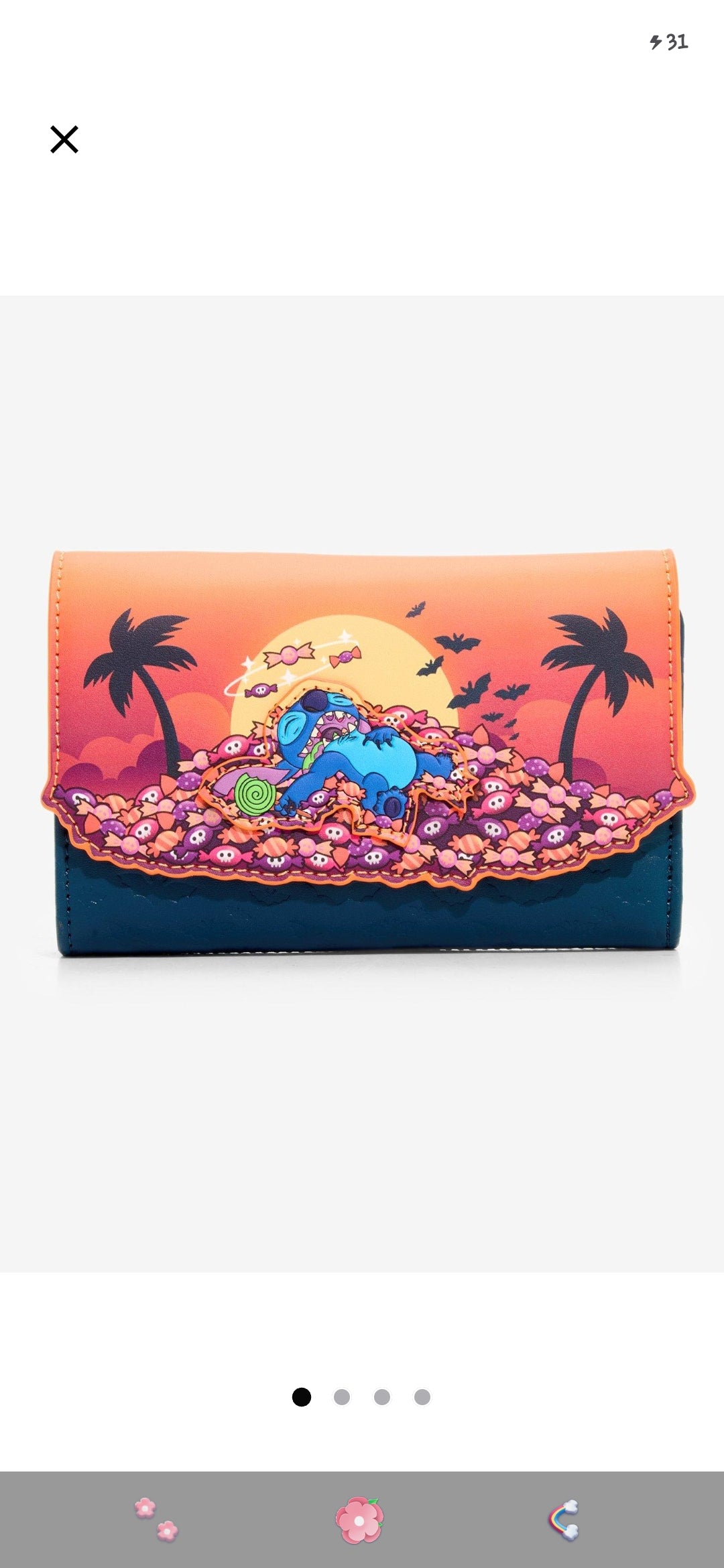 Loungefly Disney Lilo and Stitch, Stitch Snoozing on a Pile of Candy Wallet